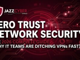 Zero trust network security architecture diagram showing identity verification and micro-segmentation