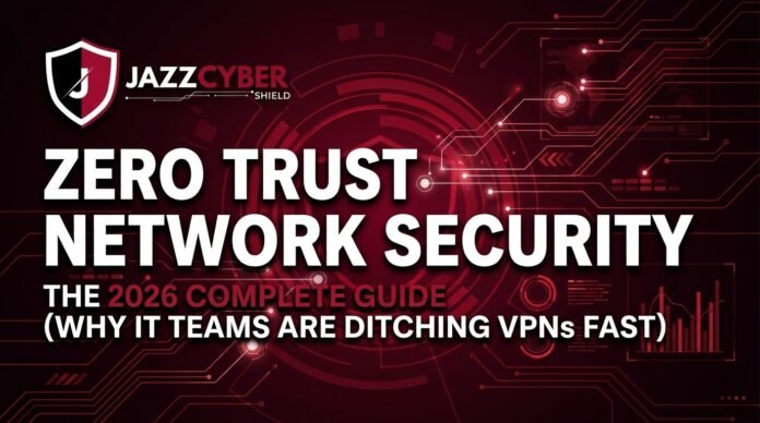 Zero trust network security architecture diagram showing identity verification and micro-segmentation