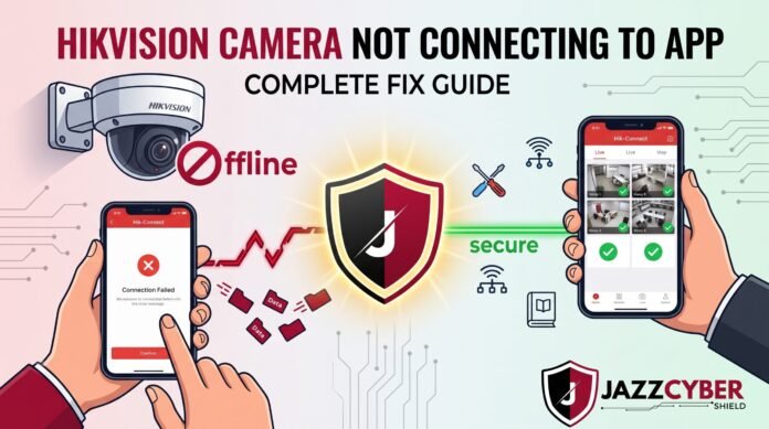 Hikvision camera not connecting to app shown on a smartphone screen with error icon