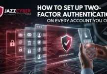 How to Set Up Two-Factor Authentication on Every Account You Own How to set up two-factor authentication on every account — smartphone showing authenticator app code next to laptop login screen, Jazz Cyber Shield security guide