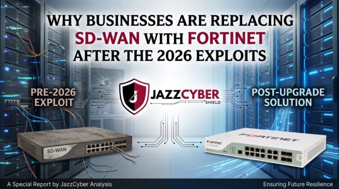 SD-WAN with Fortinet Secure SD-WAN 2026 — unified branch office networking and security on FortiGate, replacing traditional fragmented SD-WAN architecture, Jazz Cyber Shield
