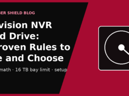Hikvision NVR hard drive sizing guide with bitrate math and the 16 TB per-bay limit